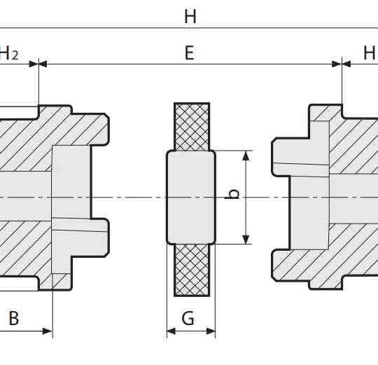  Demi-accouplement - Plateau à moyeu amovible HRC70 - type 1008 - montage externe